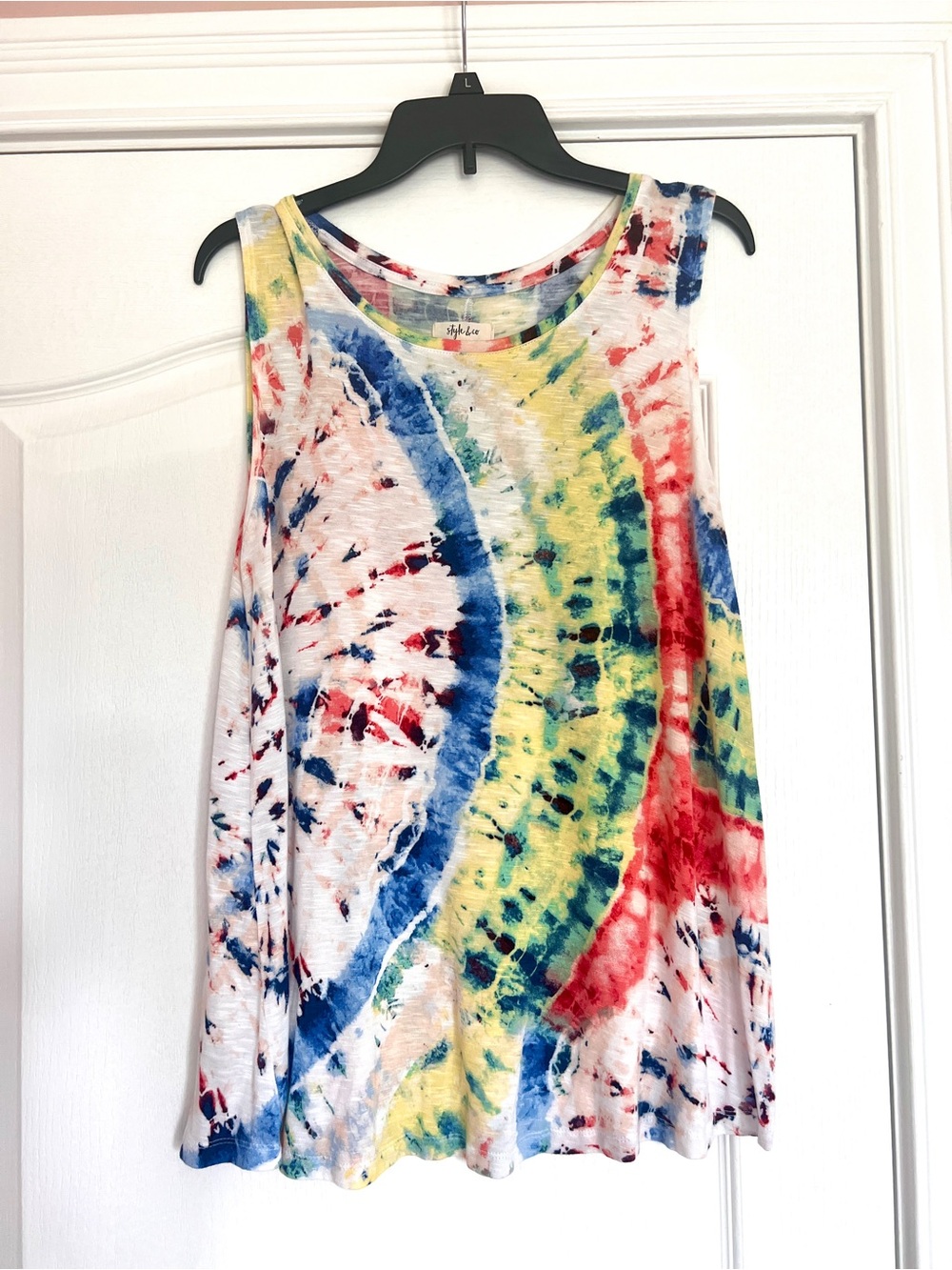 Style & Co. Tie-Dye Sleeveless Tank in Blue, Red, Yellow, White